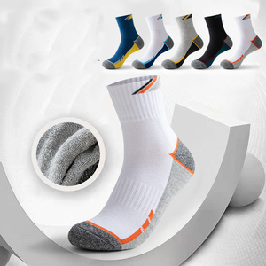 Blue Yellow Crew Sports <b>Socks</b> Breathable Quick Dry Athletic Tube <b>Socks</b> Custom Logo Bottom Print for Running Football - Product Image 4