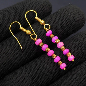 Pink Opal Earrings, 925 <b>Silver</b> & 14k Gold, Ethiopian Gemstone - Product Image 4