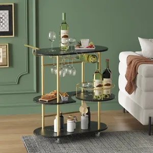 Luxury Handmade Metal Multi Tier <b>Bar</b> Cart for Dining Room Furniture Premium Handmade Metal Rolling <b>Utility</b> safe plated - Product Image 1