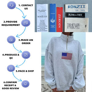 Sudadera de Mujer con Cierre de Cremallera, Bordada con la <span class=keywords><strong>Bandera</strong></span> Americana, Estilo Hip Hop, 100% Algodón, para Invierno - Product Image 5