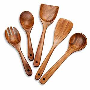 Cucharas de Madera para Cocinar y Servir con Mango Largo, Acabado Espejo, Aptas para Lavavajillas, Ideales para Fiestas - Product Image 1
