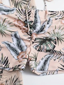 Ensemble bikini 3 pièces à imprimé floral pour femmes, dos nu, short à nouer devant, en mousseline de soie, écologique, tankinis rembourrés amovibles - Product Image 5