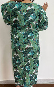 Vestido Kaftan de Algodón Estampado de Inspiración Tradicional para Mujer con Diseño Elegante, Tela Suave y Elegancia Casual Relajada - Product Image 3
