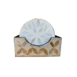 Sous-verres en nacre indiens faits main, sous-verres ronds en nacre incrustée pour tasses à thé et tapis de protection - Product Image 1