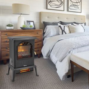 Stufa Elettrica Portatile da 1500W con Termostato, Fiamma Realistica, Design Vintage e Funzione Riscaldamento a Cornice - Product Image 5