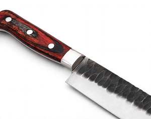 Cuchillo de Cocina de Acero Forjado a Mano con Acabado Martillado y Mango de Madera Pakka, Herramienta Culinaria - Product Image 5