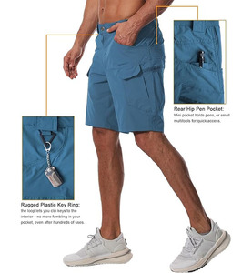 Shorts décontractés pour hommes en molleton 100 % coton, coupe classique, taille haute élastique, anti-plis, multi-poches, couleur personnalisée brodée - Product Image 2