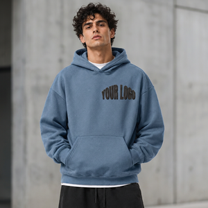 Sweat à capuche épais en coton pour homme, style streetwear surdimensionné, décontracté, urbain, vêtement à enfiler - Product Image 5