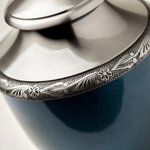 Brushed Silver Blue Metal Funeral Cremation Urns Unique Engrave Design <b>for</b> Human <b>Ashes</b> Secure Lid Large Adult <b>Keepsake</b> Metal Urn - Product Image 3