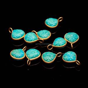 Pendentif Fleur Bleu Turquoise AAA en Argent Sterling 925, Pierre Précieuse Sculptée à la Main, Pendentif Cœur pour Fabrication de Bijoux, Vente en Gros, 12MM - Product Image 4