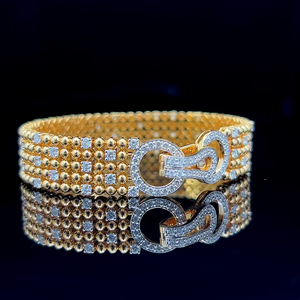 Multi Row <b>Bead</b> Chain Interlocking Pave Lab Grown Diamond Bracelet 925 Silver 10K 14K 18K Solid Gold Fine Jewelry Factory <b>Direct</b> - Product Image 5