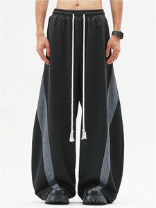Pantalon de survêtement ample pour homme, coupe large, blocs de couleur, sans revers, style streetwear, avec cordon de serrage - Product Image 5