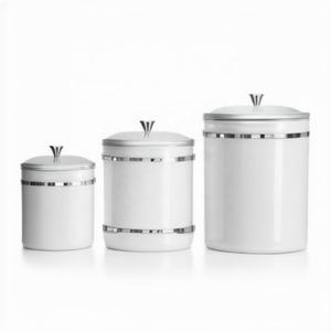 Juego de Recipientes de Cocina de Metal con Recubrimiento en Polvo Blanco, Diseño Exclusivo para la Conservación de la Frescura - Product Image 2