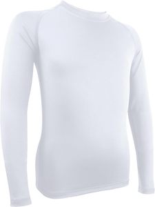 T-shirt ajusté à manches longues et col rond, anti-humidité, pour adulte, toutes saisons, blanc uni, en polyester - Product Image 4