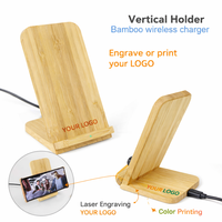 Support de chargeur sans fil en bambou 15W, charge rapide PD, organisateur de bureau en bois écologique, support de téléphone pour iPhone Android