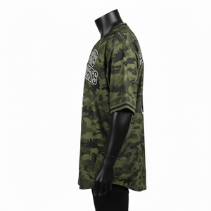 Camiseta 100% algodón para hombre, corte holgado, estampada, estilo jersey de béisbol, tela de malla de poliéster transpirable, GSM, logotipo personalizado con transferencia térmica. - Product Image 3