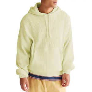 Sweat à capuche homme léger en tricot gaufré avec patch brodé 3D 300 g/m², collection automne personnalisée - Product Image 3