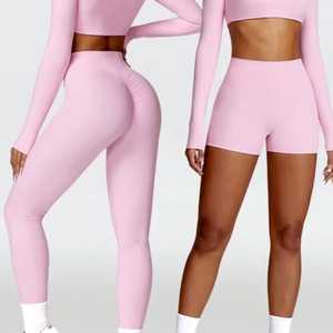 Pantalons de yoga sans couture à taille haute pour femmes, leggings de sport de qualité supérieure pour la course à pied, la gym et la remise en forme, vêtements de sport extensibles et doux, OEM ODM - Product Image 5