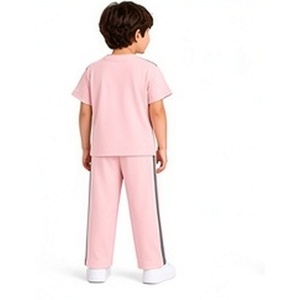 Conjunto de Pijama de Verano para Niños de 5 a 7 Años, Camiseta de Manga Corta de Algodón y Spandex, Pantalones Deportivos, Color Rosa Sólido - Product Image 5