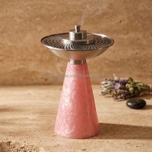 Luxury <b>Marble</b> Metal Bakhoor Burner Modern Mabkhara Frankincense Incense Burner with <b>Mesh</b> Grill for Home Decor Wholesale - Product Image 2