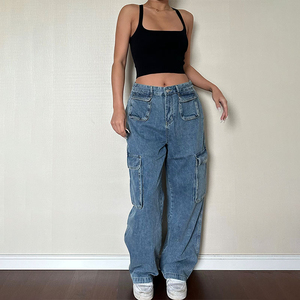 Custom Women's High Waist Casual Washable Pencil Pants Jeans Eco-Friendly Breathable - Product Image 1