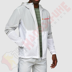 Men White <b>Grey</b> Color Block Windbreaker <b>Jacket</b> Hooded Zip Up Training Casual Streetwear Coat Outdoor <b>Jackets</b> - Product Image 3