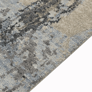 Alfombra de Lana Azul Abstracta Anudada a Mano, de Pelo Corto, para Decoración Moderna - Product Image 5