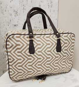 Bolso Tote Geométrico Tejido con Cremallera Antirrobo, Bolso de Hombro de Gran Capacidad para Viaje con Bolsillo Adicional - Product Image 3