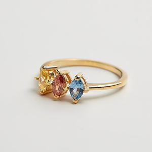 925 Sterling Silver 14K Gold Plated Religious Marquise Birthstone Multi Stone Family <b>Ring</b> Dainty Jewelry Gift for Women - Product Image 2