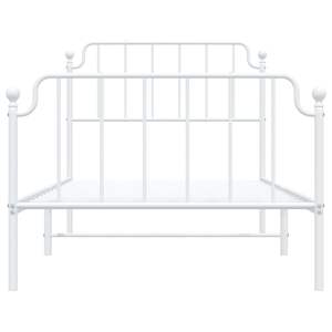 Cadre de lit double en acier blanc thermolaqué, lit rectangulaire en métal - Product Image 5