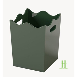 Poubelle en laque durable avec poignées, corbeille à déchets en bois artisanal pour la décoration de la maison, le bureau, l'hôtel - Product Image 2
