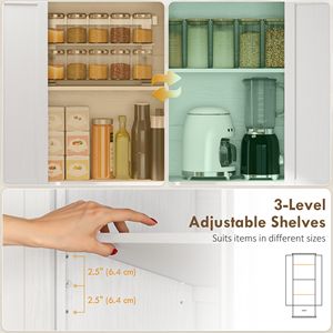 Moderno Armadio Dispensa da Cucina con Ante Scorrevoli Bianche, Pannelli in Compensato e Ripiani Regolabili - Product Image 5