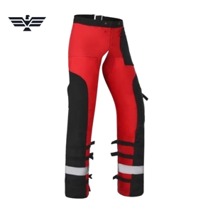 Pantalon de travail de sécurité haute visibilité rouge et noir pour hommes avec bandes réfléchissantes, pantalon de sécurité renforcé pour les travaux forestiers - Product Image 3