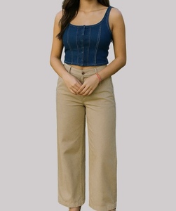 Top court en jean élégant pour femmes, coupe ajustée, décontracté, pour adolescentes et femmes, de haute qualité, au look haut de gamme. - Product Image 5