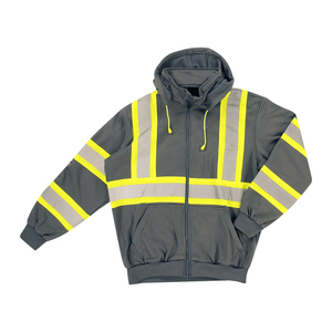 Sweat-shirts de sécurité unisexes personnalisés à haute visibilité, respirants, 100 % polyester, réfléchissants, à fermeture éclair intégrale, pour le travail routier, en stock usine - Product Image 1