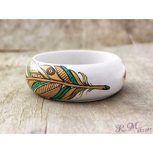 Elegant Women's Ethnic Crystal Fashion Accessories Hand-Painted <b>Wooden</b> <b>Bangles</b> for Cultural Wear - Product Image 4
