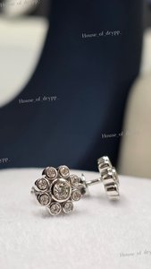 925 Silver with VVS Moissanite Diamond Flower Shape Screw <b>Back</b> Stud <b>Earrings</b> Bezel Setting Classic Women's Jewelry - Product Image 5