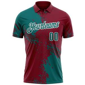 Camiseta Deportiva Polo Personalizada de Fábrica, Sublimación Completa, Verde y Roja, Nombre y Número del Jugador, Cuello Acanalado, Poliéster - Product Image 1