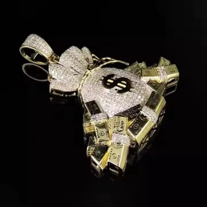 Beautiful Money bag Pendant With Sapphire Dollar <b>sign</b> silver Plated micro insert charm For Unisex Gift pendants - Product Image 1