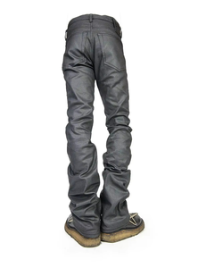 Jeans de Mezclilla para Hombre, Corte Flare, Estilo Hiphop, Cintura Media, Transpirables, Marca Americana de Alta Gama, Algodón Personalizado de Alta Calidad, Color Negro Encerado, 2026 - Product Image 4