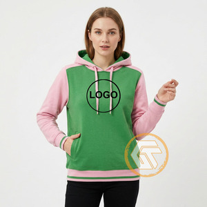Alfa Personalizado |   Sudadera con Capucha Rosa y Verde Bordada en Felpa de Algodón Kapa para Mujer, Ropa Griega de Hermandad, Alta Calidad - Product Image 4