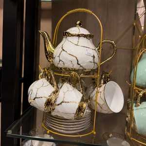 Green Gold European Design Porcelain <b>Mug</b> <b>Set</b> Gold Trim Solid Pattern Eco-Friendly Microwave Dishwasher Safe Gift Box Included - Product Image 3
