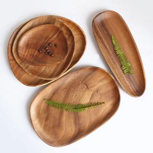 Platos de madera para comedor, vajilla de madera para el hogar, juegos de platos de madera de primera calidad para servir comida - Product Image 3