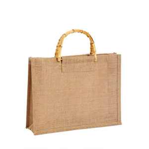 Sac de courses en jute naturel écologique imprimé sur mesure avec poignée en coton, pliable et grande capacité pour les courses au supermarché et les voyages - Product Image 2