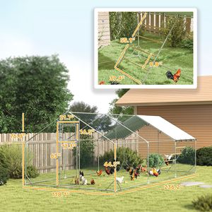 Recinto per Polli in Metallo Impermeabile e Anti-UV con Porta per l'Alimentazione e Mangiatoia Sospesa, Capacità 18-24 Polli, 9,8 X 19,7 X 6,4 Pollici - Product Image 2