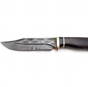 Cuchillo utilitario artesanal de acero de Damasco para exteriores, mango de madera oscura, herramienta de hoja fija - Product Image 2