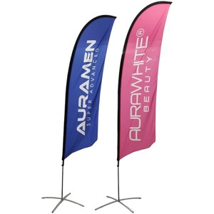 Drapeau plume décoratif AURAMEN AURAWHITE en polyester et aluminium, impression numérique double face, durable, pour publicité extérieure - Product Image 1
