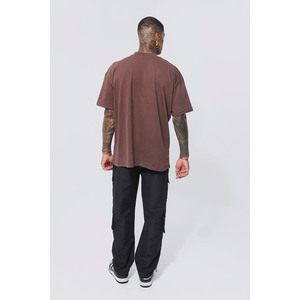 Men's Brown Oversized T-<b>Shirt</b> With <b>Dragon</b> Print Back Street Style Short Sleeve O-Neck Cotton Jersey Fit T <b>Shirt</b> For Men - Product Image 3