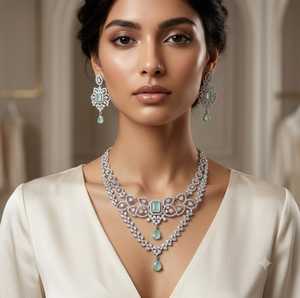 Trending Mint Green CZ Necklace Set Luxury <b>Wedding</b> Jewelry Cubic Zirconia Choker Set Bridal Fine <b>Accessories</b> For Women Fashion - Product Image 1
