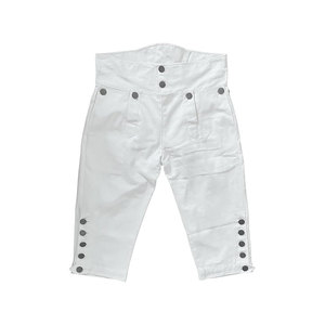 Pantalon Capri Oxford Blanc pour Homme, Taille Haute, Fermeture à Lacets, Plissé sur le Devant, Style Décontracté, Tissu Léger Tissé, Idéal pour l'Été - Product Image 2